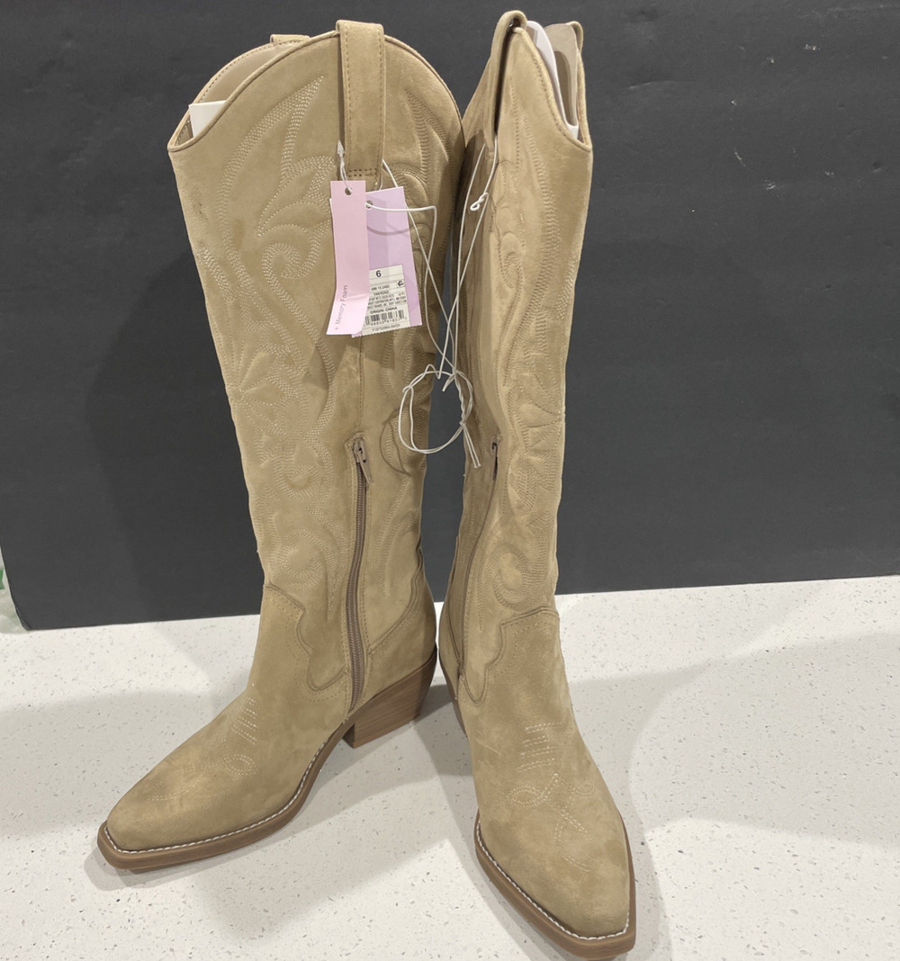 Kenzie Tall Western Faux Suede Boots Sz 6 NEW Memory Foam Insole – Wild Fable